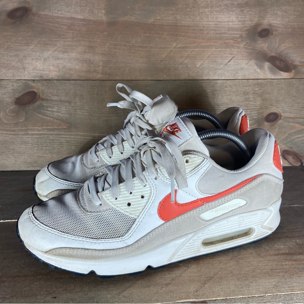nike air max 90 womens size 11 shoes white orange athletic running sneakers